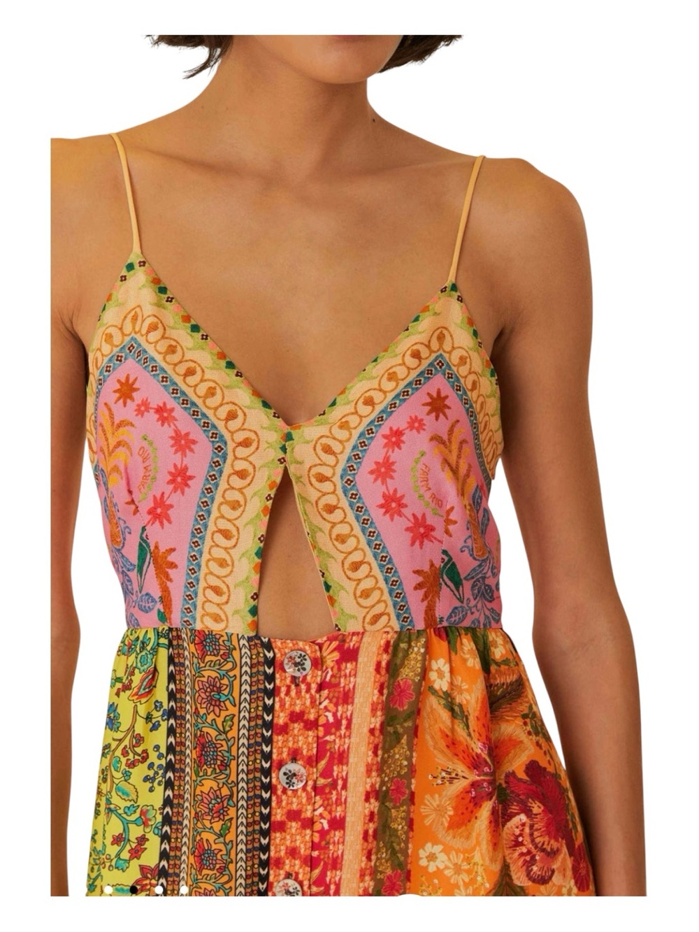 FARM RIO Mixed Scarves Multicolor Midi Dress - Picture 4 of 16